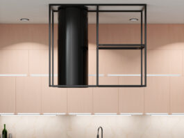 okap wyspowy ze stelażem